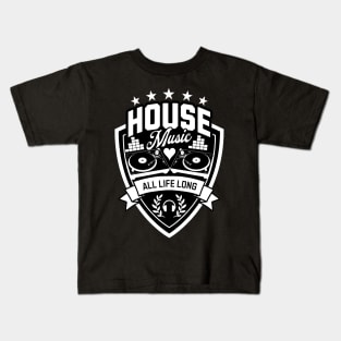 HOUSE MUSIC - turntable shield (white) Kids T-Shirt